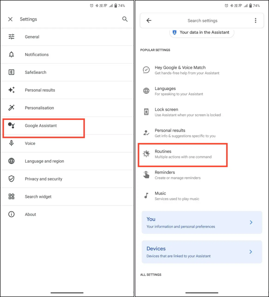 Check Google Assistant Routines (2)